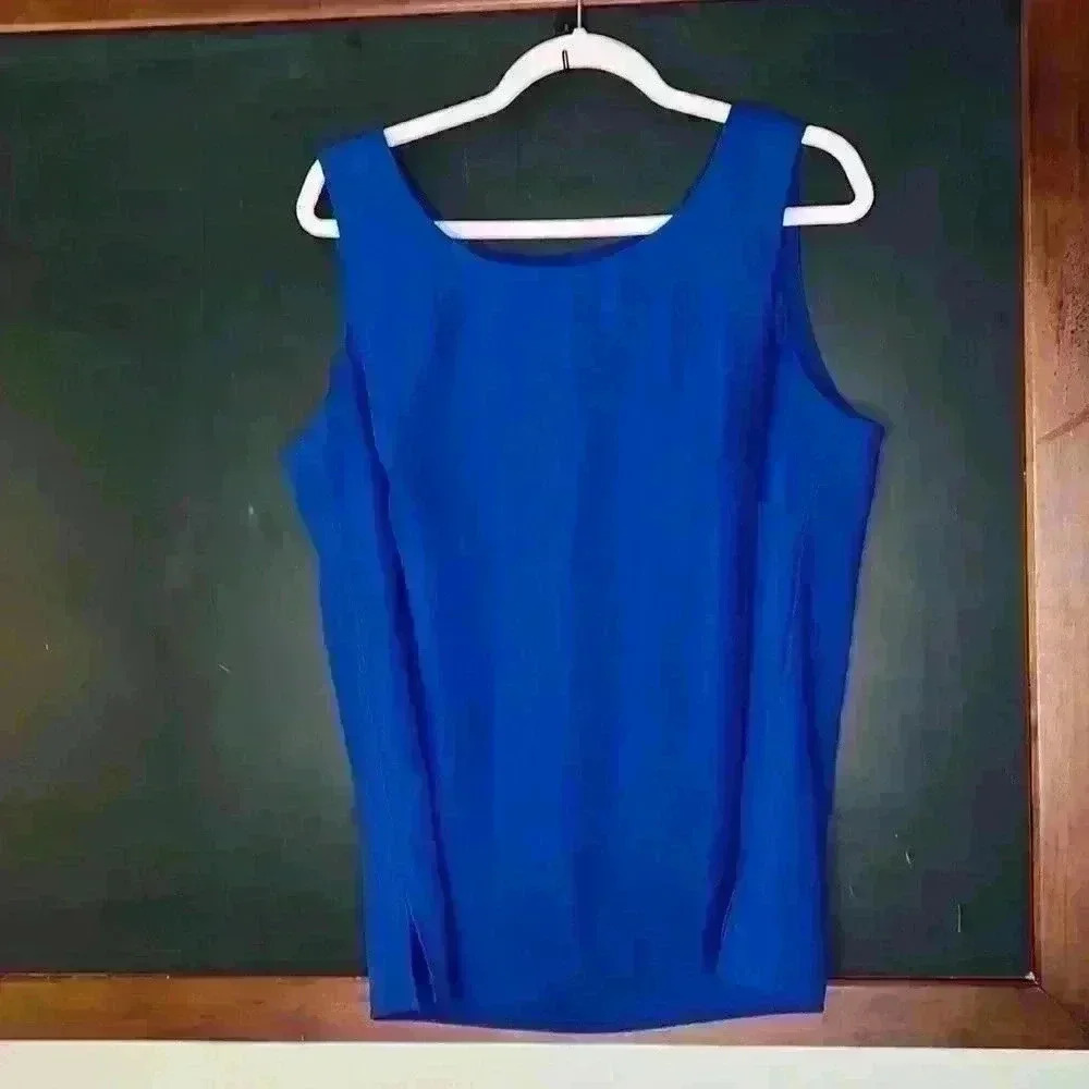 R&M Richards By Karen Kwong Women Size 14W Royal Blue Sleeveless Top Business